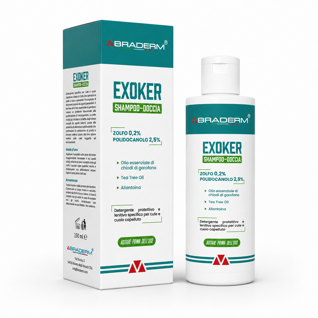 Braderm Exoker Shampoo-Doccia 150ml - immagine 2